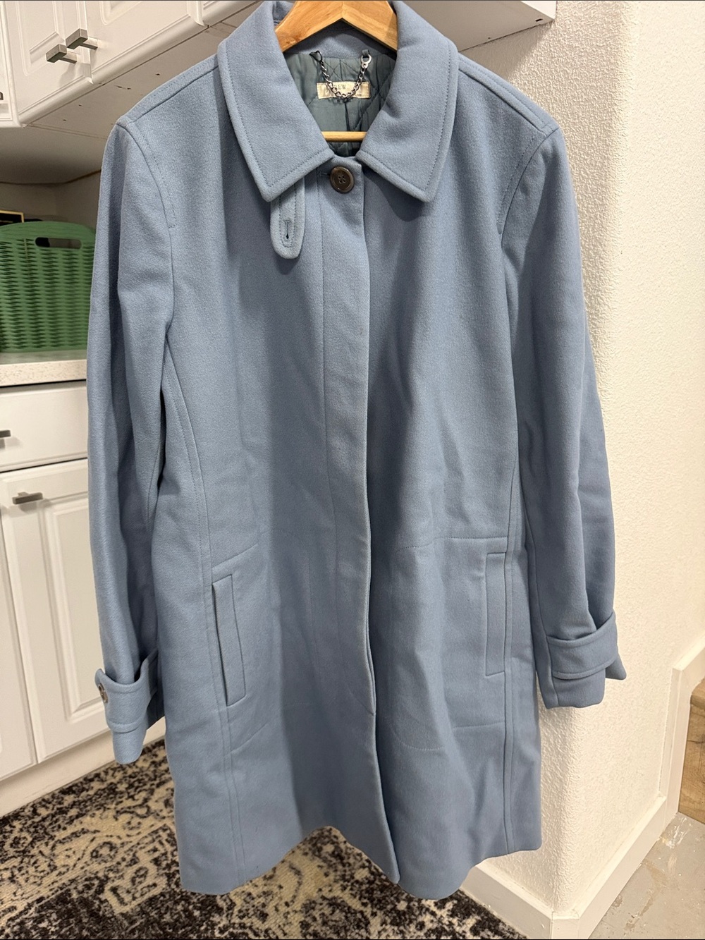 Vintage J. Crew Light Blue Wool-Blend Lined Peacoat